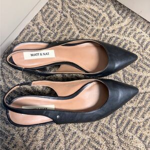 Matt & Nat Black Pointed Slingback Heels